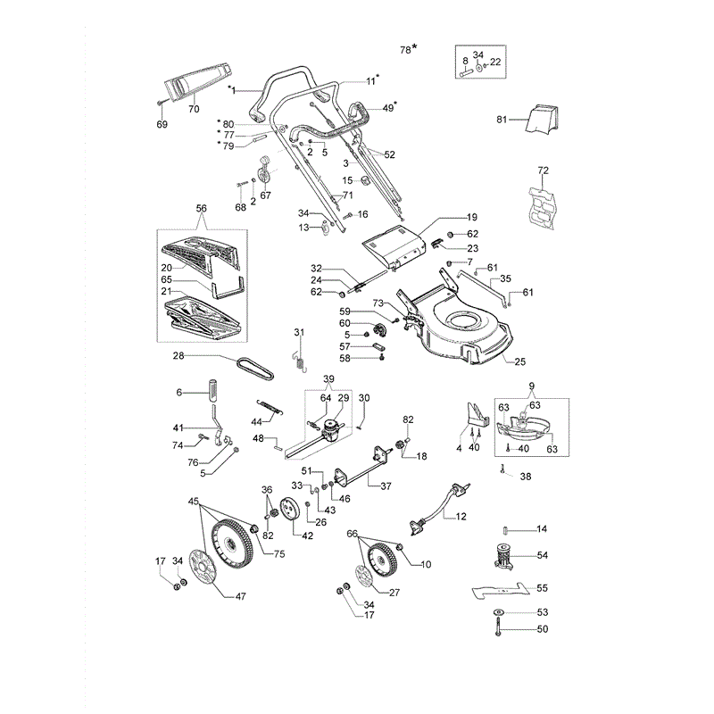 Efco LR 48 TK Allroad (K500) Emak Engine Lawnmower (LR 48 TK Allroad (K500)) Parts Diagram, LR 48 TK Allroad (K500)