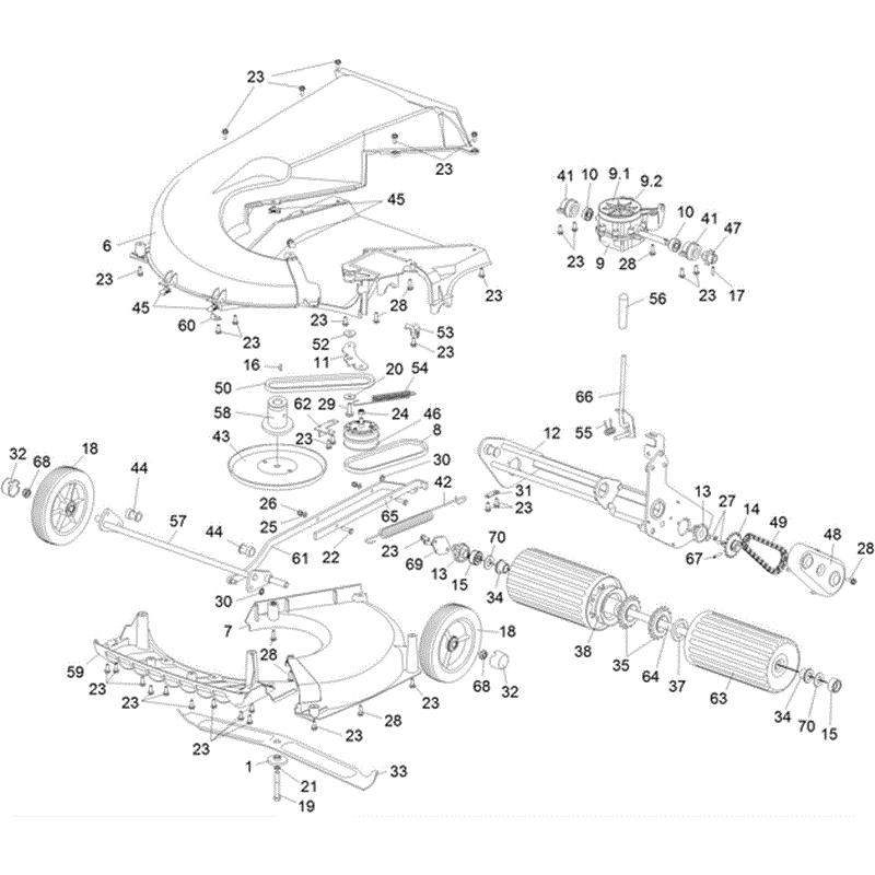 Hayter Harrier 56 (560) Lawnmower (560J402000000 AND UP) Parts Diagram, Lower Mainframe