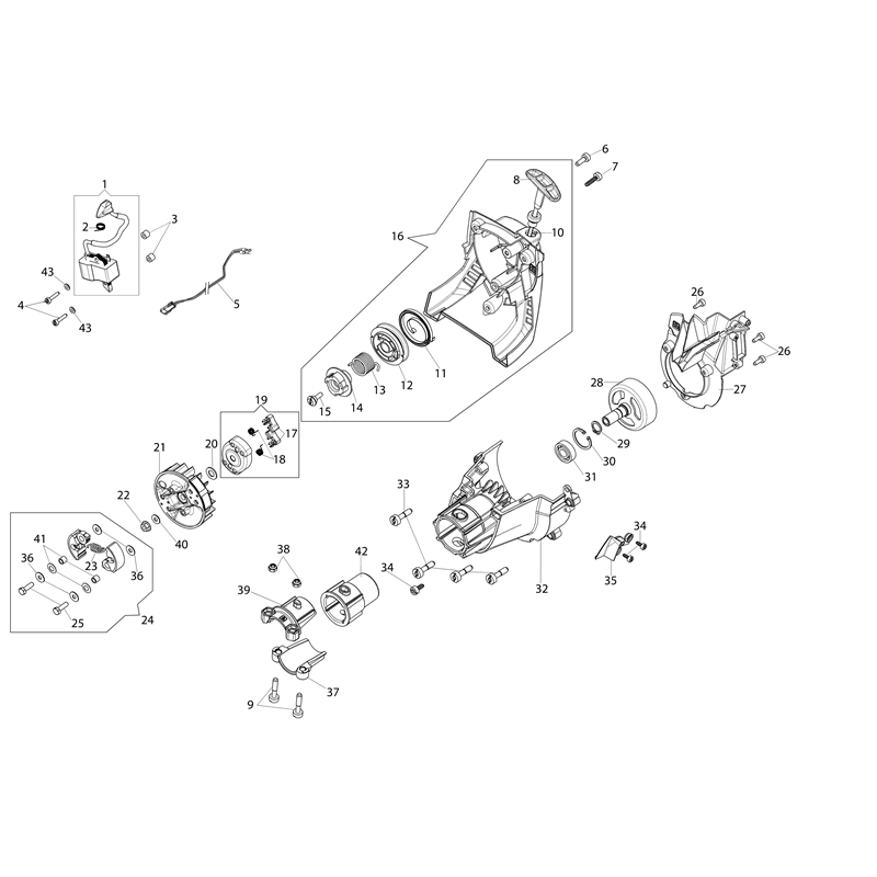 Oleo-Mac BC 241 HL (BC 241 HL) Parts Diagram, Starter assy and clutch