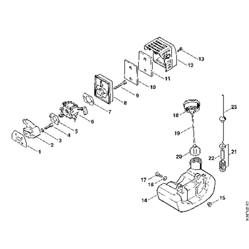 Stihl FS 66 Brushcutter (FS66) Parts Diagram, D-Air filter, Fuel tank