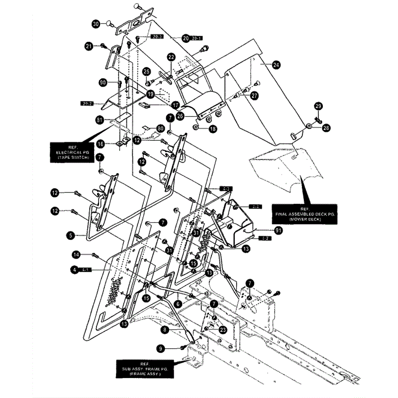Hayter 13/40 (144R001001-144R099999) Parts Diagram, Rear Chassis Assembly 1