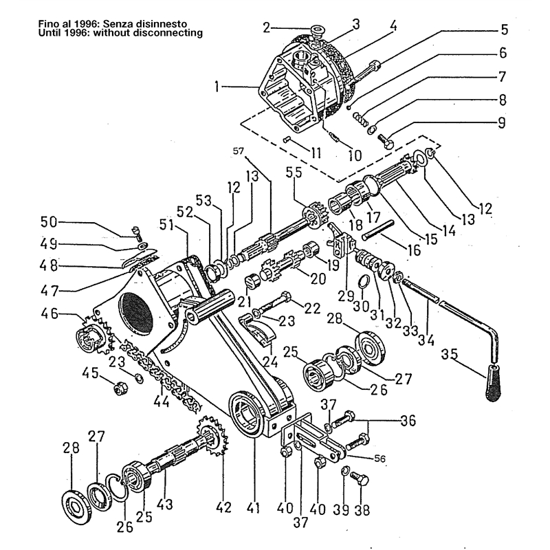 Bertolini 213 (213) Parts Diagram, Unit transmission without release (until 1996)