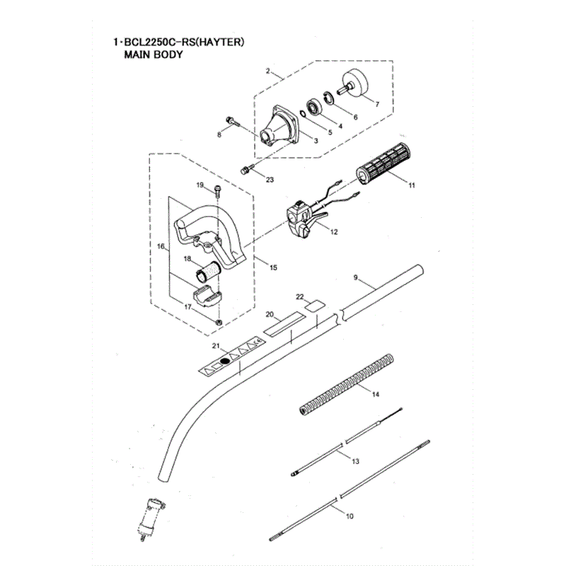 Hayter 460A Brushcutter (460A) Parts Diagram, Main Body