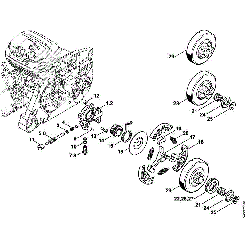 Stihl MS 461 CHAINSAW (MS 461) Parts Diagram, MS461-C CLUTCH