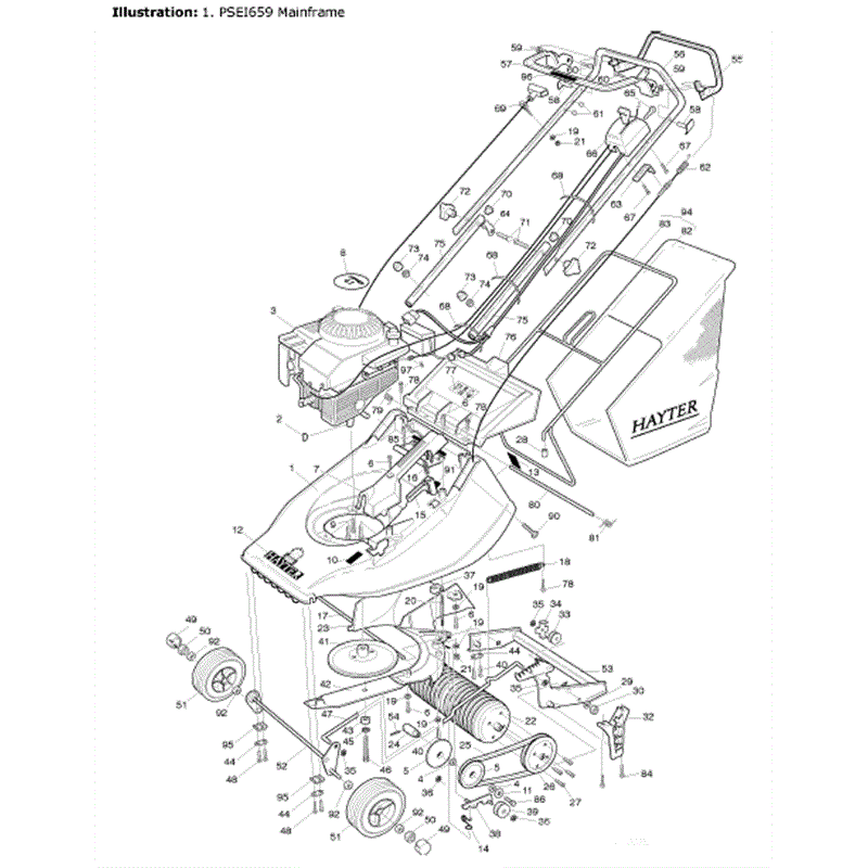 Hayter Harrier 41 (306) Lawnmower (306P001001-306P099999) Parts Diagram, PSEI659 Mainframe
