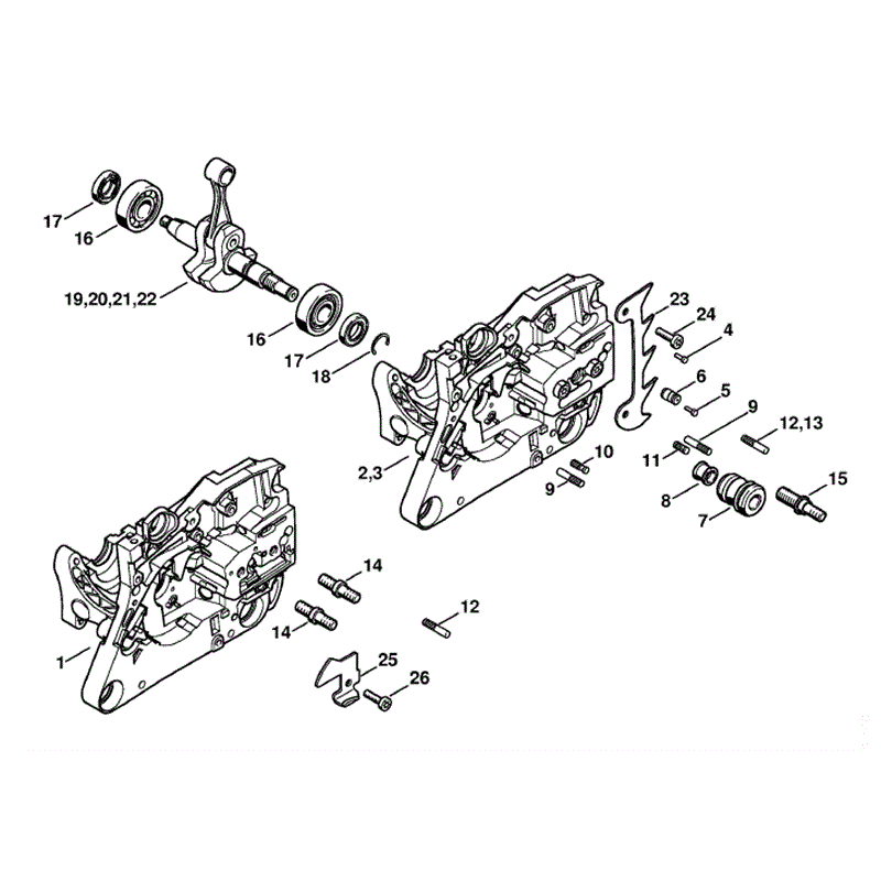 Stihl MS 280 Chainsaw (MS280 IZ) Parts Diagram, Crankcase