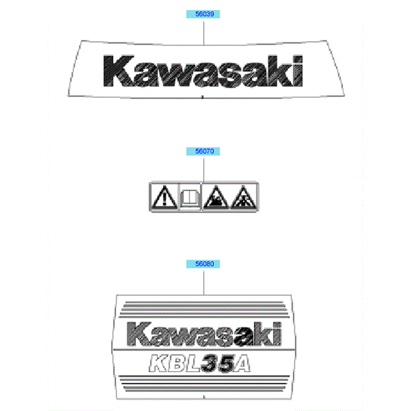Kawasaki KBL35A (HA035A-BS50) Parts Diagram, Labels