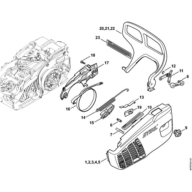 Stihl MS 193 CHAINSAW (MS 193 T ) Parts Diagram, MS193T-D-SPROCKET-COVER