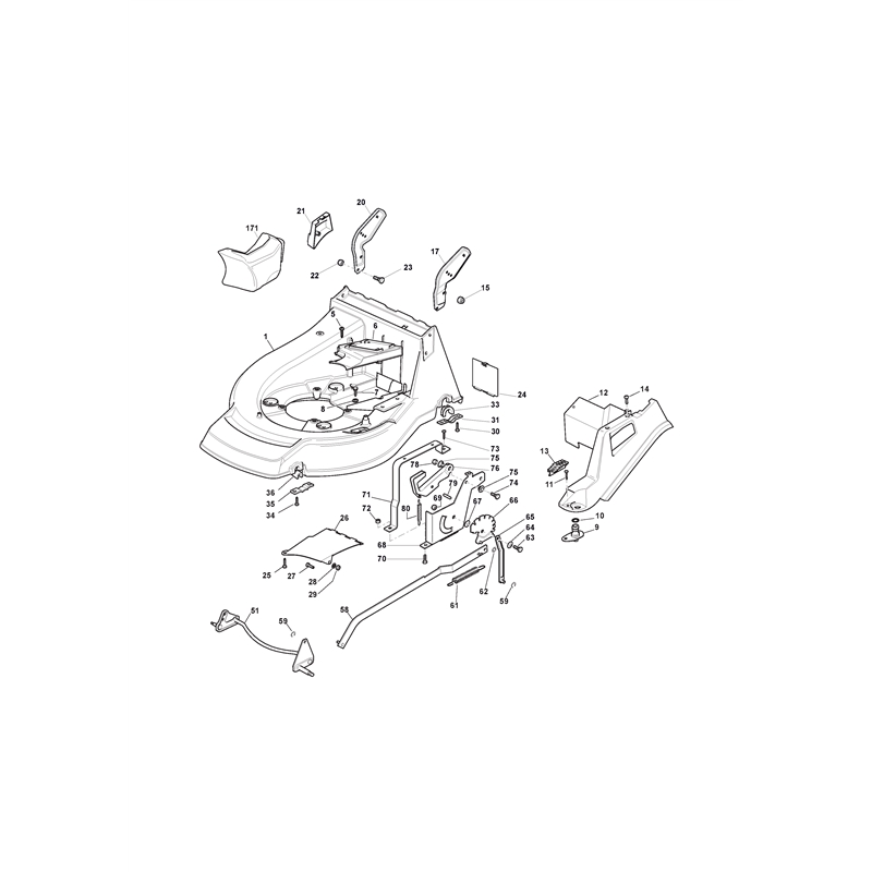 Mountfield AL511 PD Petrol Rotary Mower (292155043-M13 [2013-2014]) Parts Diagram, Deck And Height Adjusting
