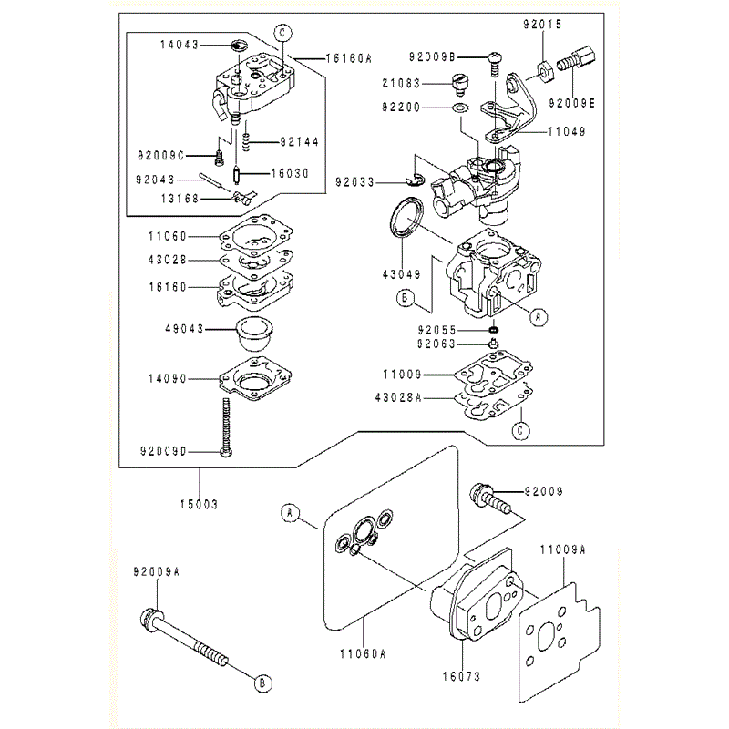 Kawasaki KHD600A (HB600A-AS50) Parts Diagram, CARBURETOR