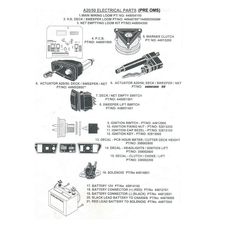 Countax A2050 Lawn Tractor 2004 (2004) Parts Diagram, ELECTRICAL PARTS (Pre Operators Management System) 10B. ELECTRICAL PARTS (HE Operators