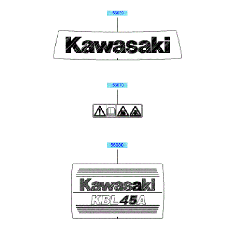 Kawasaki KBL45A (HA045A-BS50) Parts Diagram, Labels