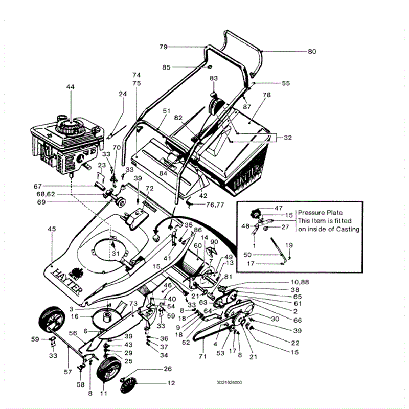 Hayter Harrier 48 (225) Lawnmower (225003162-225099999) Parts Diagram, Mainframe Assembly