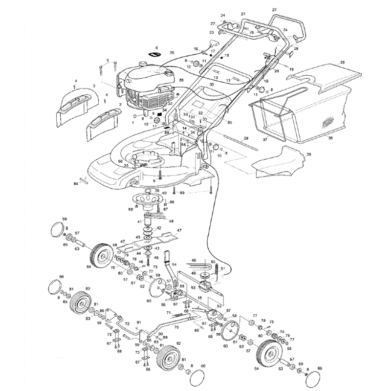 Hayter Ranger 436 (436E290000001-436E290999999) Parts Diagram, Page 1