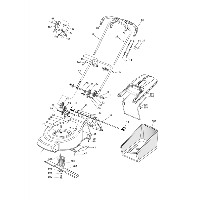 Mountfield 51PDES  Petrol Rotary Mower (23-5698-75 [2006]) Parts Diagram, Chassis Handle