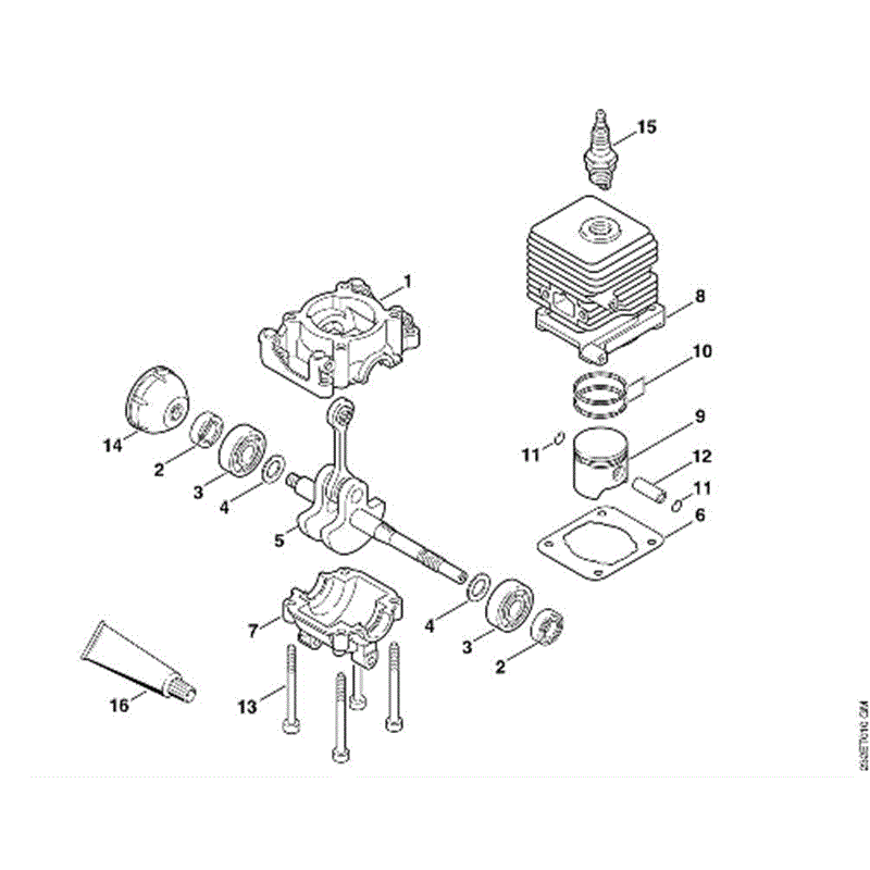 Stihl FS 45 Brushcutter (FS45) Parts Diagram, A-Crankcase, Cylinder