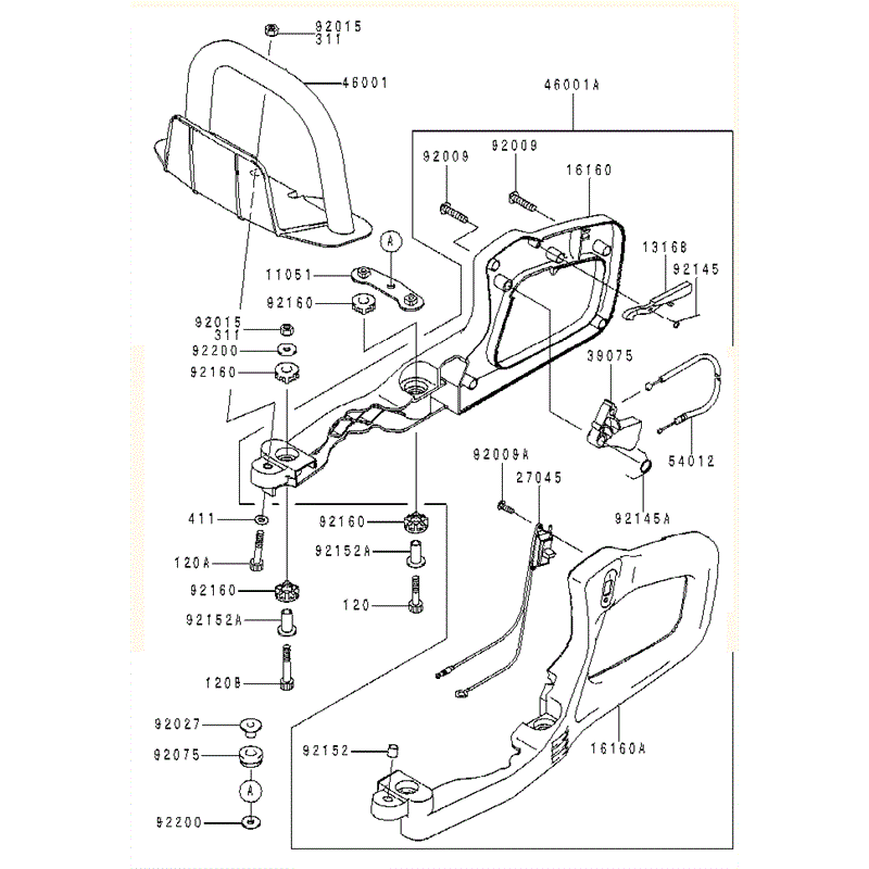 Kawasaki KHD600A (HB600A-AS50) Parts Diagram, HANDLE