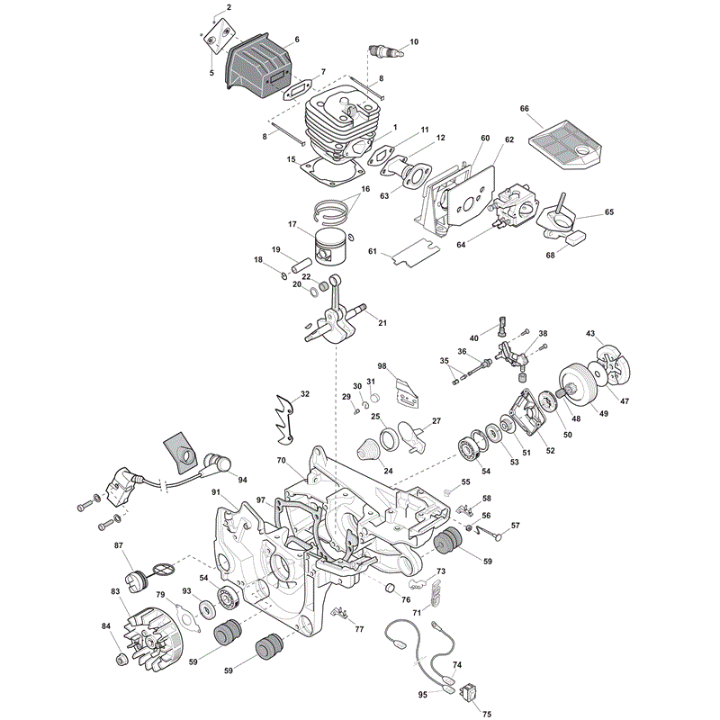 Mountfield M-4545CSP Chainsaw 45cc (2012) Parts Diagram, Page 1