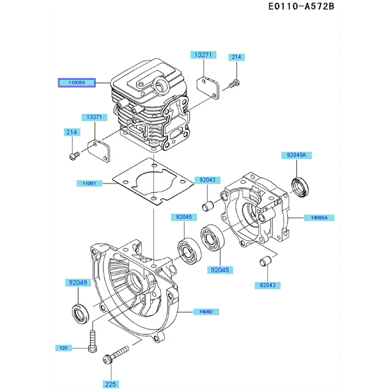 Kawasaki KRH300A (HG300B-AS50) Parts Diagram, Cylinder - Crankcase