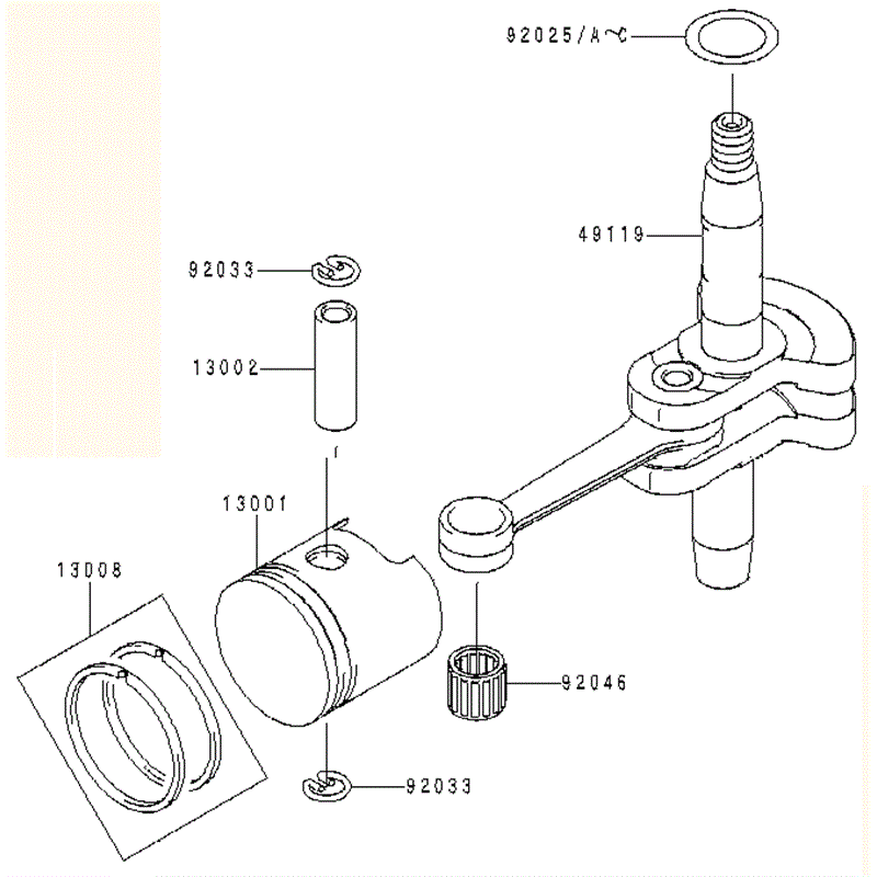 Kawasaki KHD600A (HB600A-AS50) Parts Diagram, PISTON/CRANKSHAFT