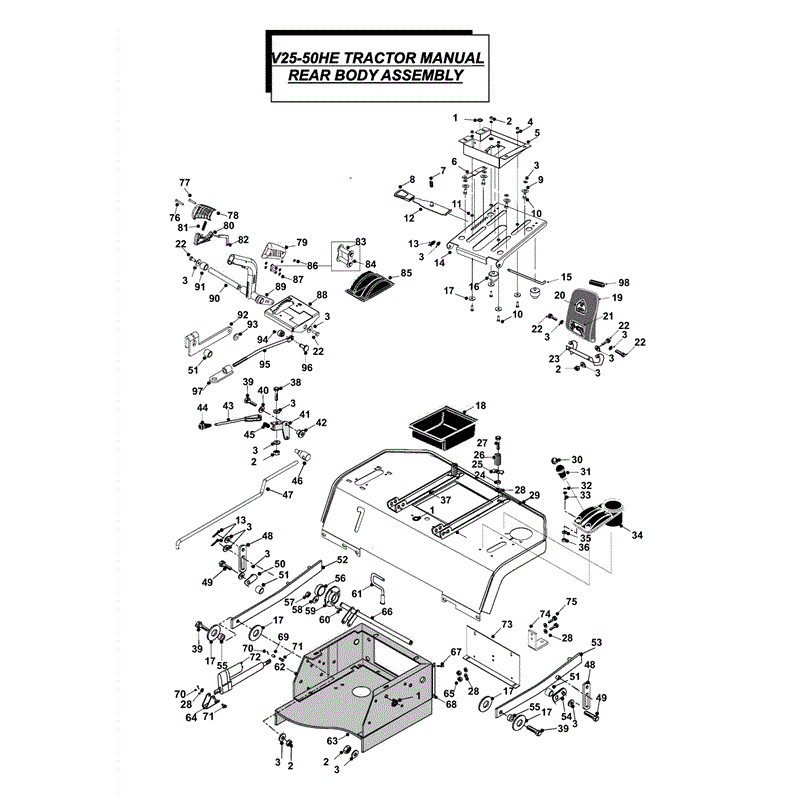 Westwood V25-50HE 2011 Tractor (2011) Parts Diagram, Manual Rear Body Assy