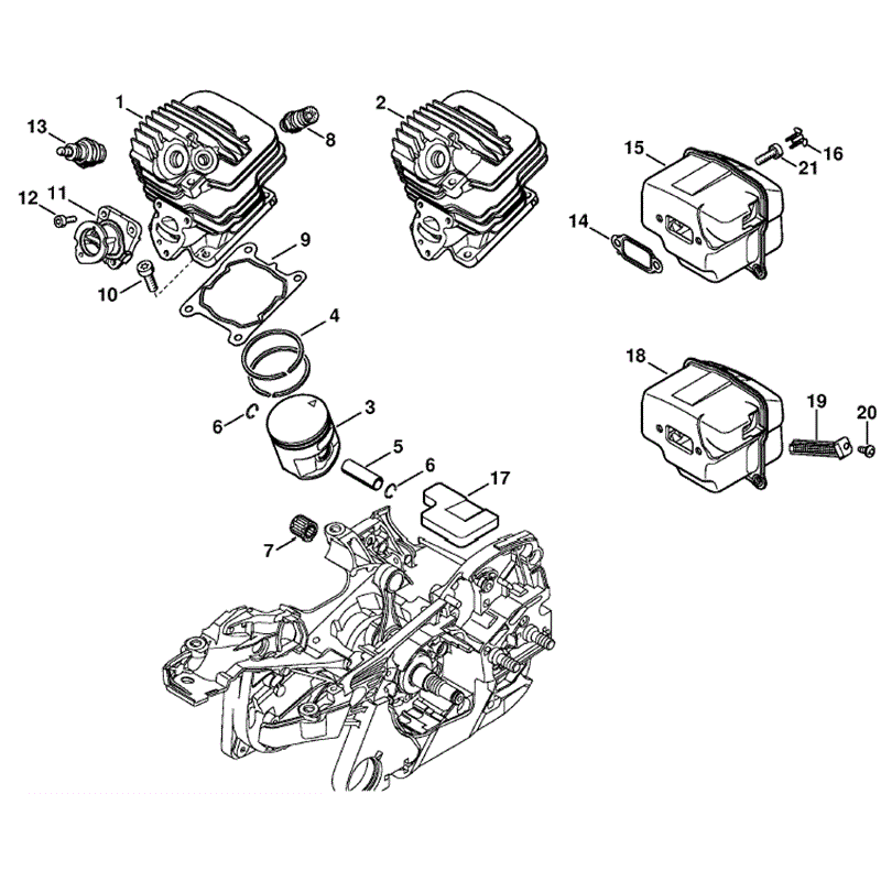 Stihl MS 261 Chainsaw (MS261 Z) Parts Diagram, Cylinder