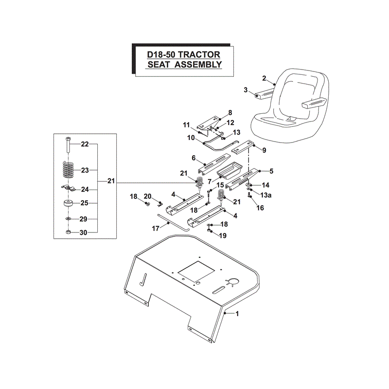Countax D18-50 Lawn Tractor 2004 -  2006  (2004 - 2006) Parts Diagram, SEAT ASSY 01/2004 MODEL from serial no: 40116...