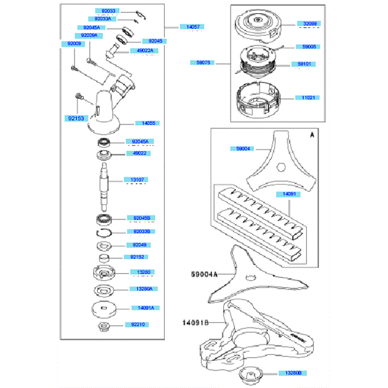 Kawasaki KBH34A (HA034G-AS50) Parts Diagram, Case Cutter