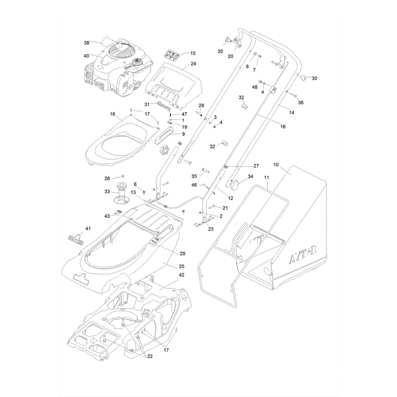 Hayter Spirit 41 Push Rear Roller Lawnmower (617) (617J400000000 AND UP) Parts Diagram, Upper Deck