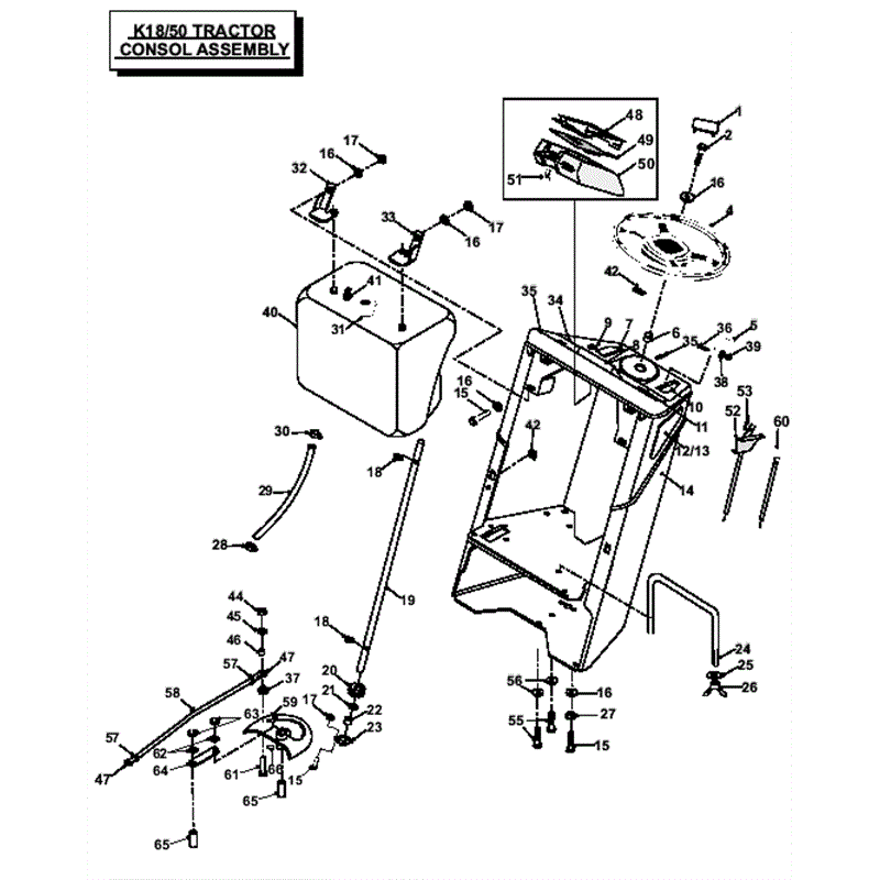 Countax K SERIES K1850 Lawn Tractor 2007 (2007) Parts Diagram, Consol Assembly
