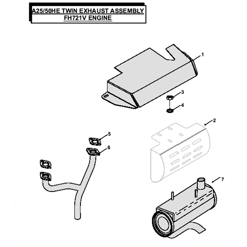 Countax A2050 - A2550 Lawn Tractor 2008 (2008) Parts Diagram, Twin Exhaust assembly FH721V Engine