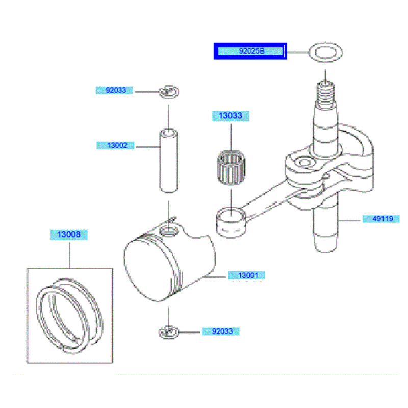 Kawasaki KHD600A (HB600B-BS50) Parts Diagram, Piston & Crankcase