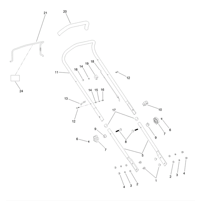 Hayter 46cm (610) Lawnmower (610B - 319000001 - 319999999) Parts Diagram, Handlebar & Controls