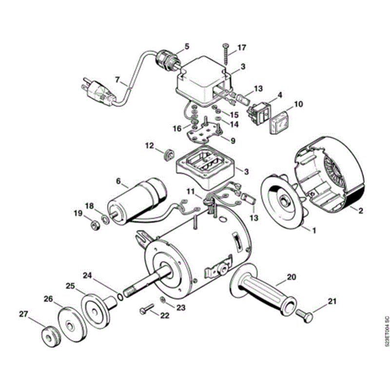 Stihl USG Sharpener (USG) Parts Diagram, C-Electric motor 110 V_60 Hz