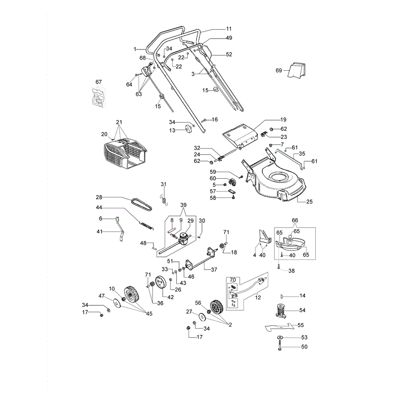 Efco LR 53 TK (K650) Emak Engine Lawnmower (LR 53 TK (K650)) Parts Diagram, LR 53 TK (K650)