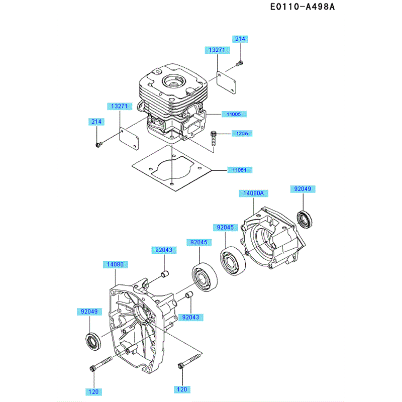 Kawasaki KRB750B (HG750A-AS50) Parts Diagram, Cylinder Crankcase