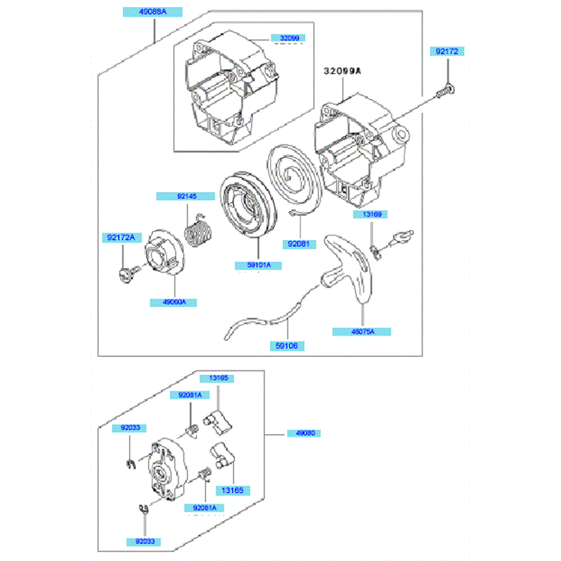 Kawasaki KBH27B (HA027T-BS50) Parts Diagram, Starter