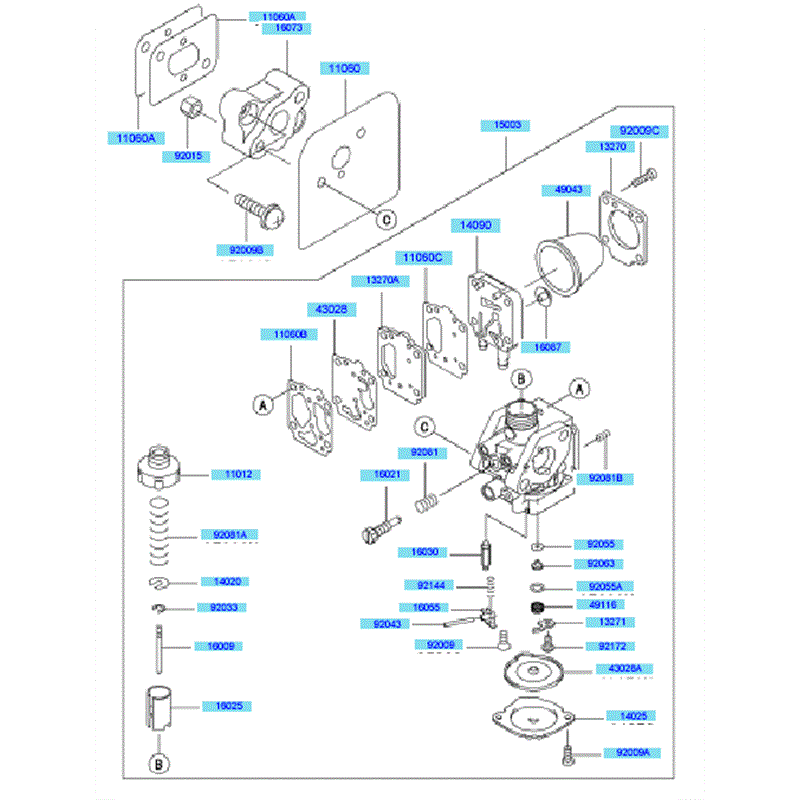Kawasaki KBL48A (HA048G-AS51) Parts Diagram, Carburetor