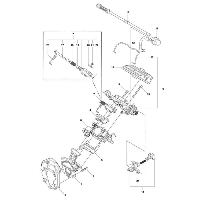 Husqvarna 445e Chainsaw (2011) Parts Diagram, Carburetor & Air Filter 