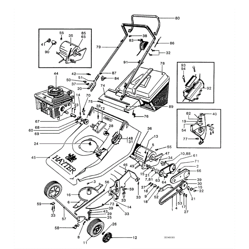 Hayter Harrier 56 (340) Lawnmower (340002605-340099999) Parts Diagram, Mainframe Assembly