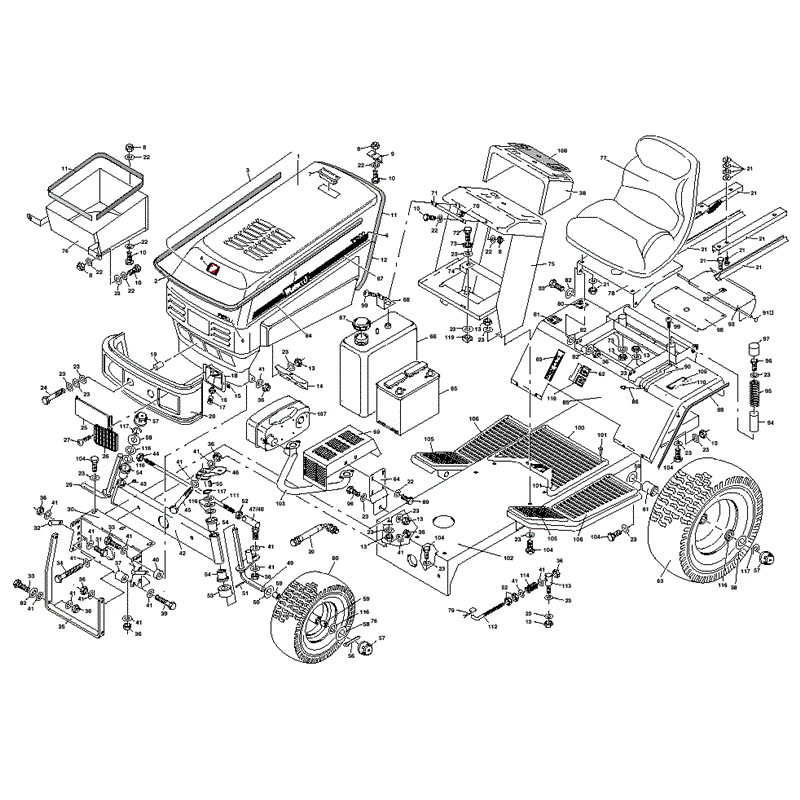 1997 S & T SERIES WESTWOOD TRACTORS (T1600-36) Parts Diagram, Tractor Chassis and Upper Body Panels