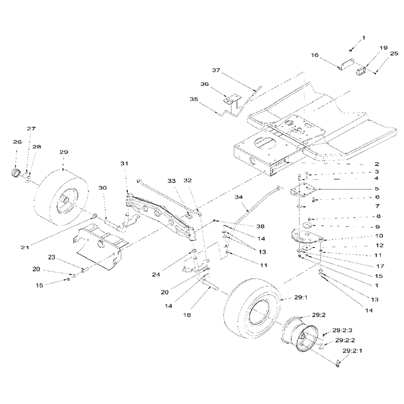 Hayter 17.5/38 Side Discharge (135E280000001 onwards) Parts Diagram, Steering Assembly