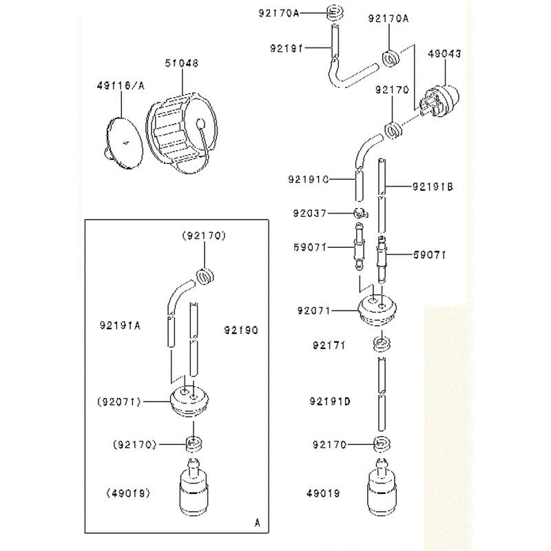 Kawasaki KRB400A (HA400A-BS50) Parts Diagram, FUEL-TANK/FUEL-VALVE