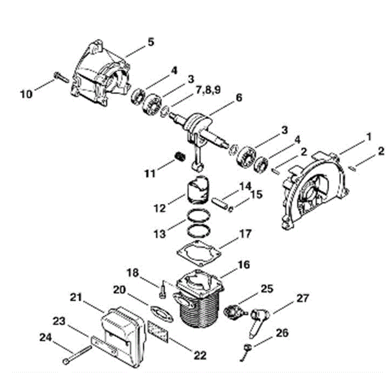 Stihl FS 61 Brushcutter (FS61) Parts Diagram, A-Crankcase, Cylinder