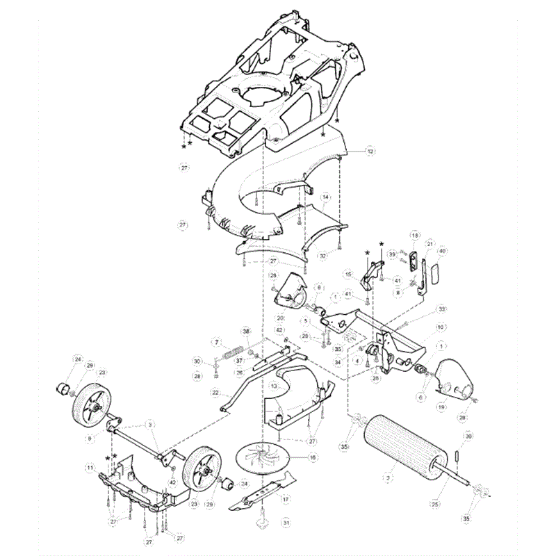 Hayter Spirit 41 Electric Lawnmower (615) (615E270000001 - 615E311089999) Parts Diagram, Lower Mainframe