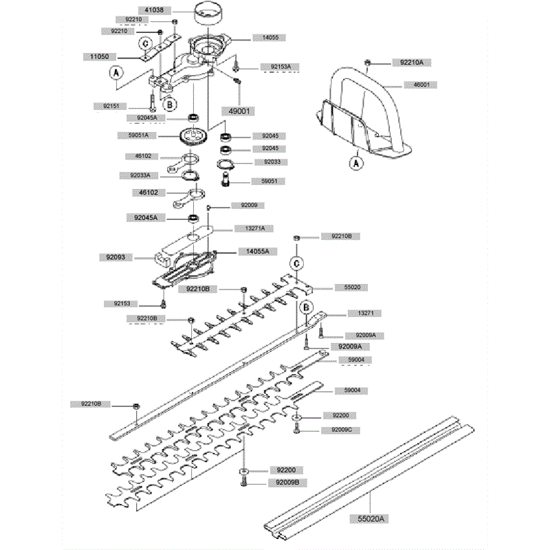 Kawasaki KHT600S (HB600C-AS50) Parts Diagram, Case - Cutter