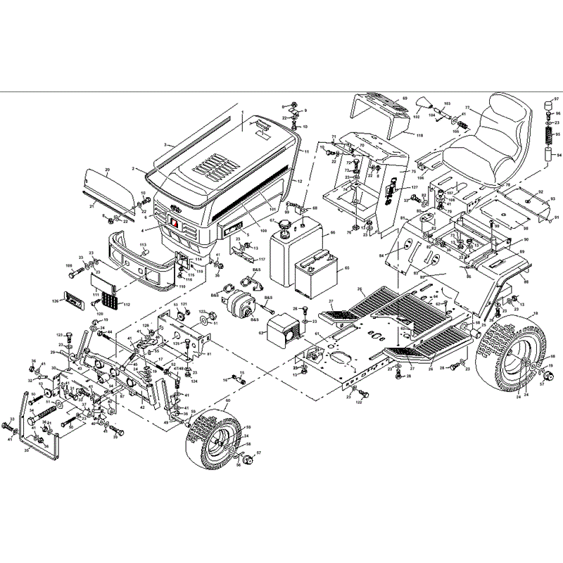 1997 S & T SERIES WESTWOOD TRACTORS (S1300-36 DE-LUXE) Parts Diagram, Tractor Chassis and Upper Body Panels