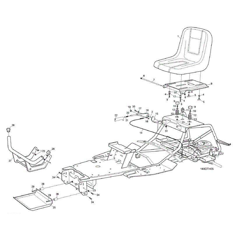 Hayter RS14/82 (14/32) (148E270000001 onwards) Parts Diagram, Seat Assembly
