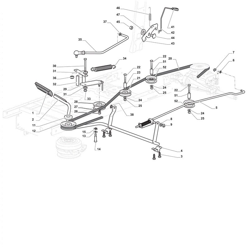 Castel / Twincut / Lawnking XDC140 (2012) Parts Diagram, Brake and Gearbox Controls