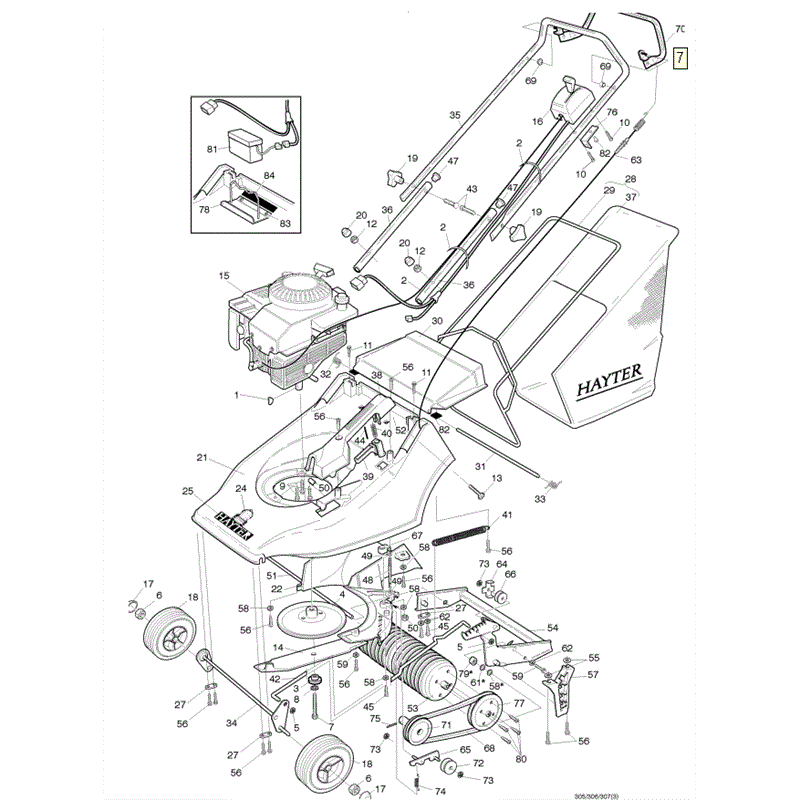 Hayter Harrier 41 (307) Lawnmower (307006531-307099999) Parts Diagram, Main Frame Assembly